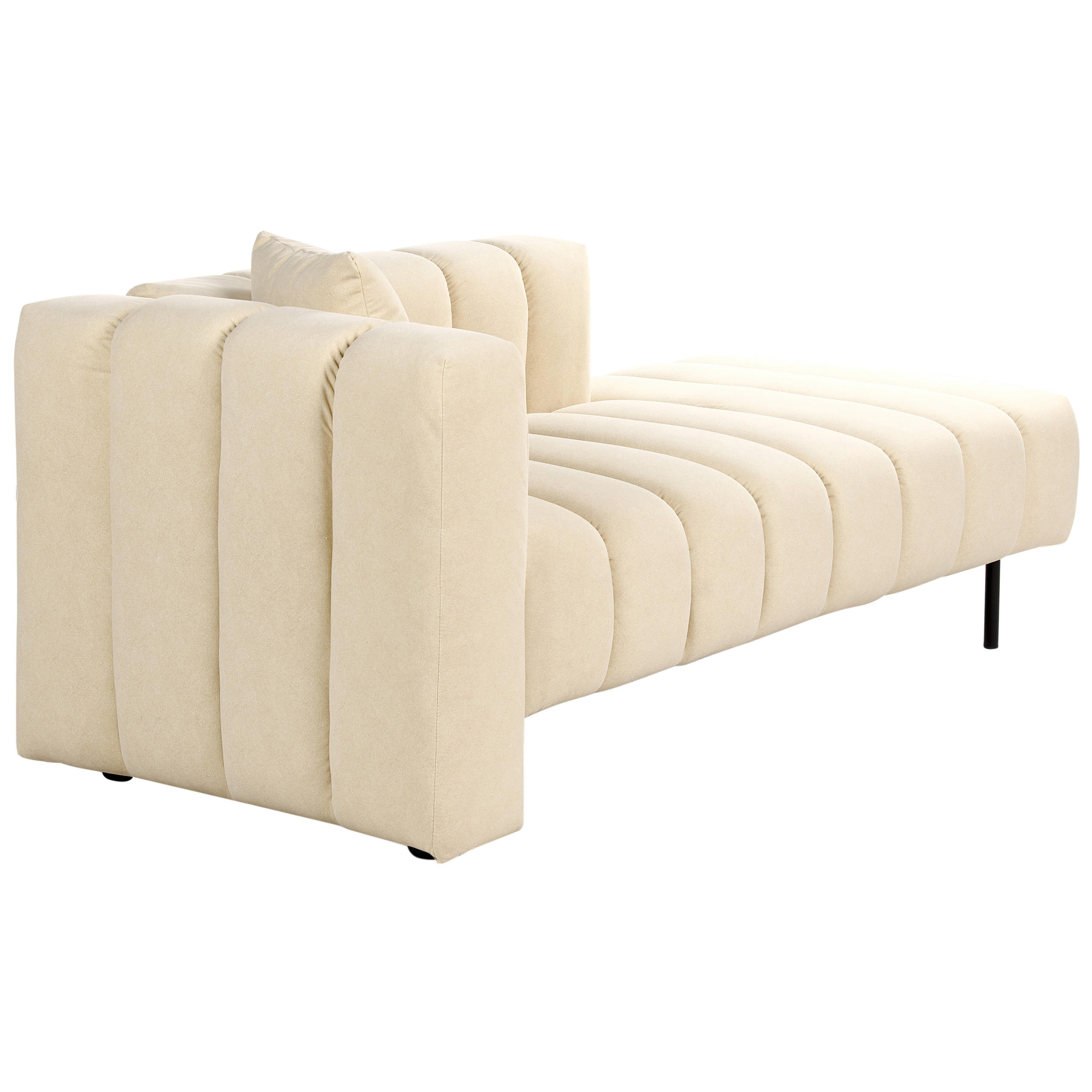 CHAISELONGUE Samtstoff beige linksseitig Lannils - Beige/Schwarz, Textil (156/67/76cm) - Beliani
