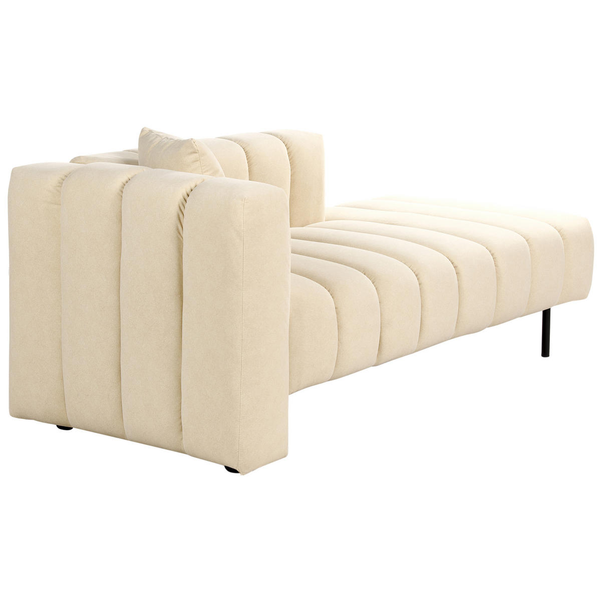 CHAISELONGUE Samtstoff beige linksseitig Lannils - Beige/Schwarz, Textil (156/67/76cm) - Beliani