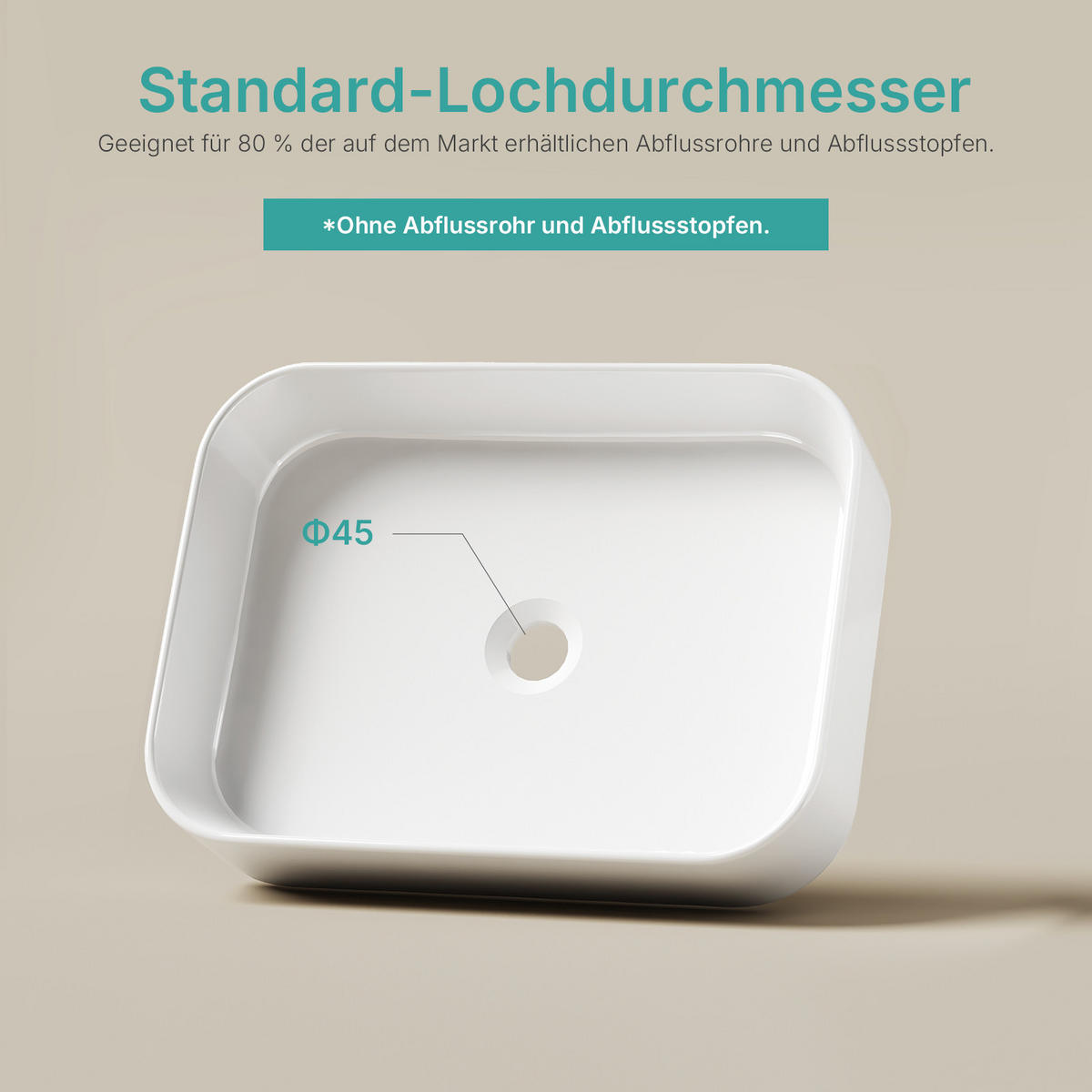 WASCHBECKEN Keramik R-Ecken 50,5 / 37 / 11 cm - Weiß, Keramik (50.5/11/37cm) - EMKE