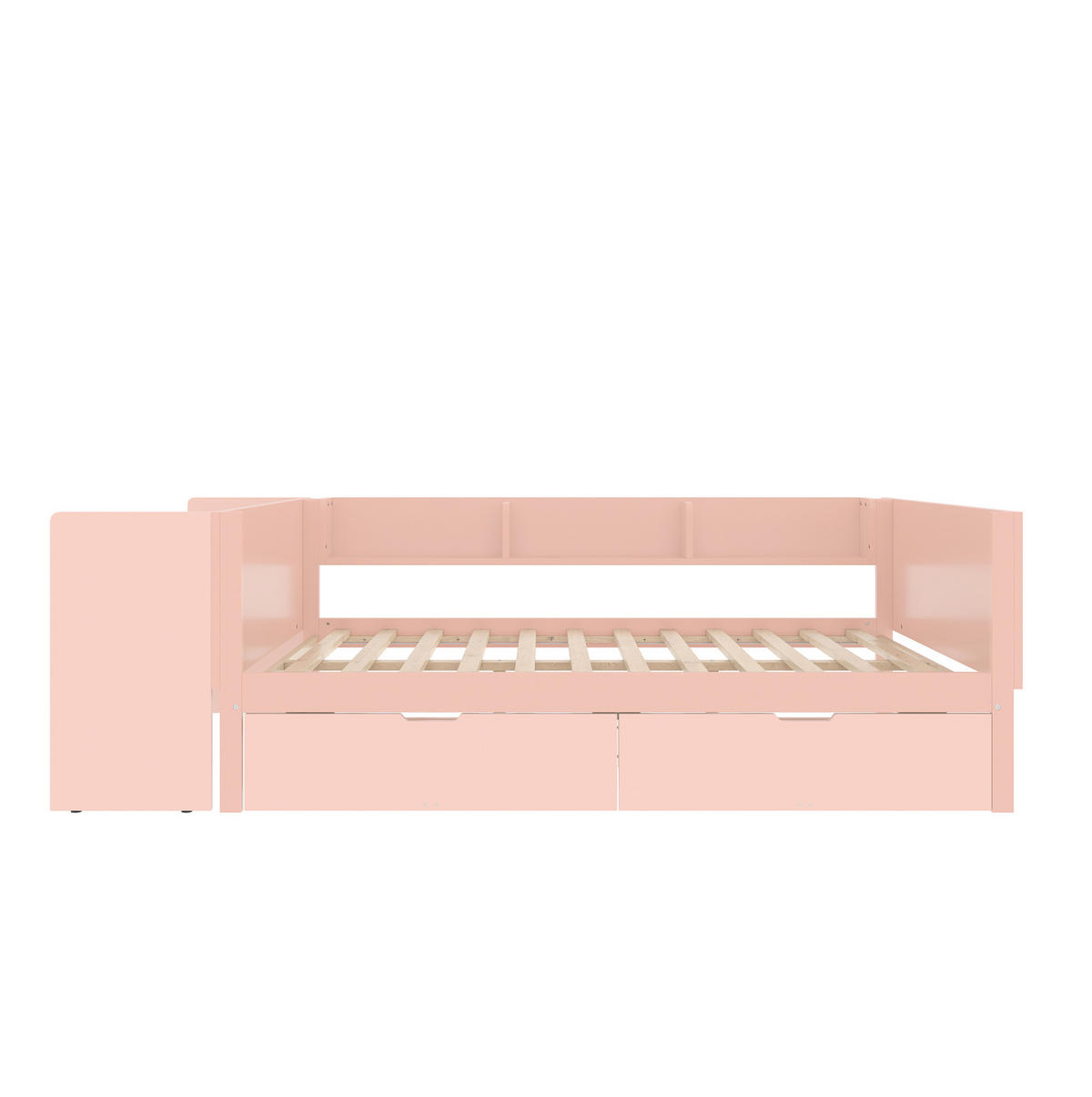 BETT 140/200 cm aus Kiefernholz mit Schreibtisch, Rosa - Pink, Holz (140/200cm) - OKMYHOME