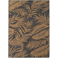 TEPPICH Flachgewebe, Outdoor, Fußbodenheizung-geeignet, mit Blattmotiv, VIGOLENO in Schwarz-Beige, 240 x 340 cm - Schwarz, Textil (240/340cm) - KADIMA DESIGN