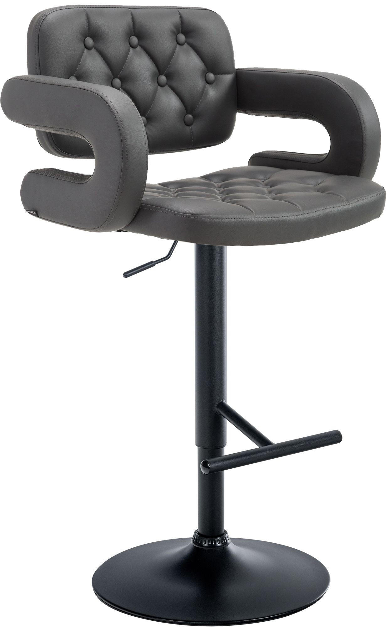 BARHOCKER Dublin höhenverstellbar 65-85 cm schwarz grau - Grau, Leder (62/103/55cm) - furnicato