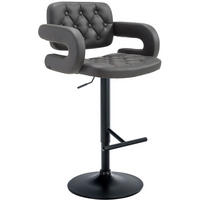 BARHOCKER Dublin höhenverstellbar 65-85 cm schwarz grau - Grau, Leder (62/103/55cm) - furnicato