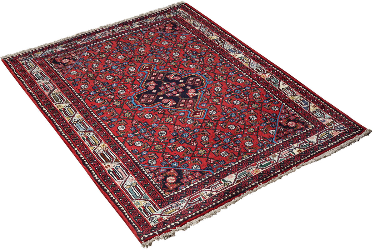 ORIENTTEPPICH handgeknüpft Assadabad Rot 163/113 cm Schurwolle - Rot, Textil (113/163cm) - Looma