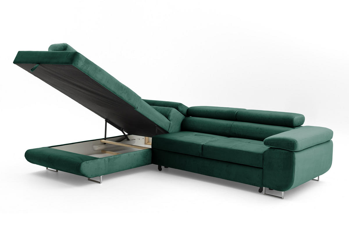 ECKSOFA WILD L Links Dunkelgrün - Dunkelgrün, Holz (203/274cm) - Muffo