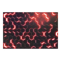 FOTOTAPETE Strukturierte Hexagone mit Neonlicht in Rot 288/190 cm - Schwarz, Papier (288/190cm) - Bilderwelten