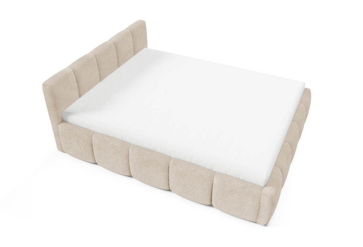 POLSTERBETT QUATTRO, 180x200 cm, Doppelbett mit Bettkasten, Boucle Stoff, Frabe: Beige - Beige, Holz/Textil (180/200cm)