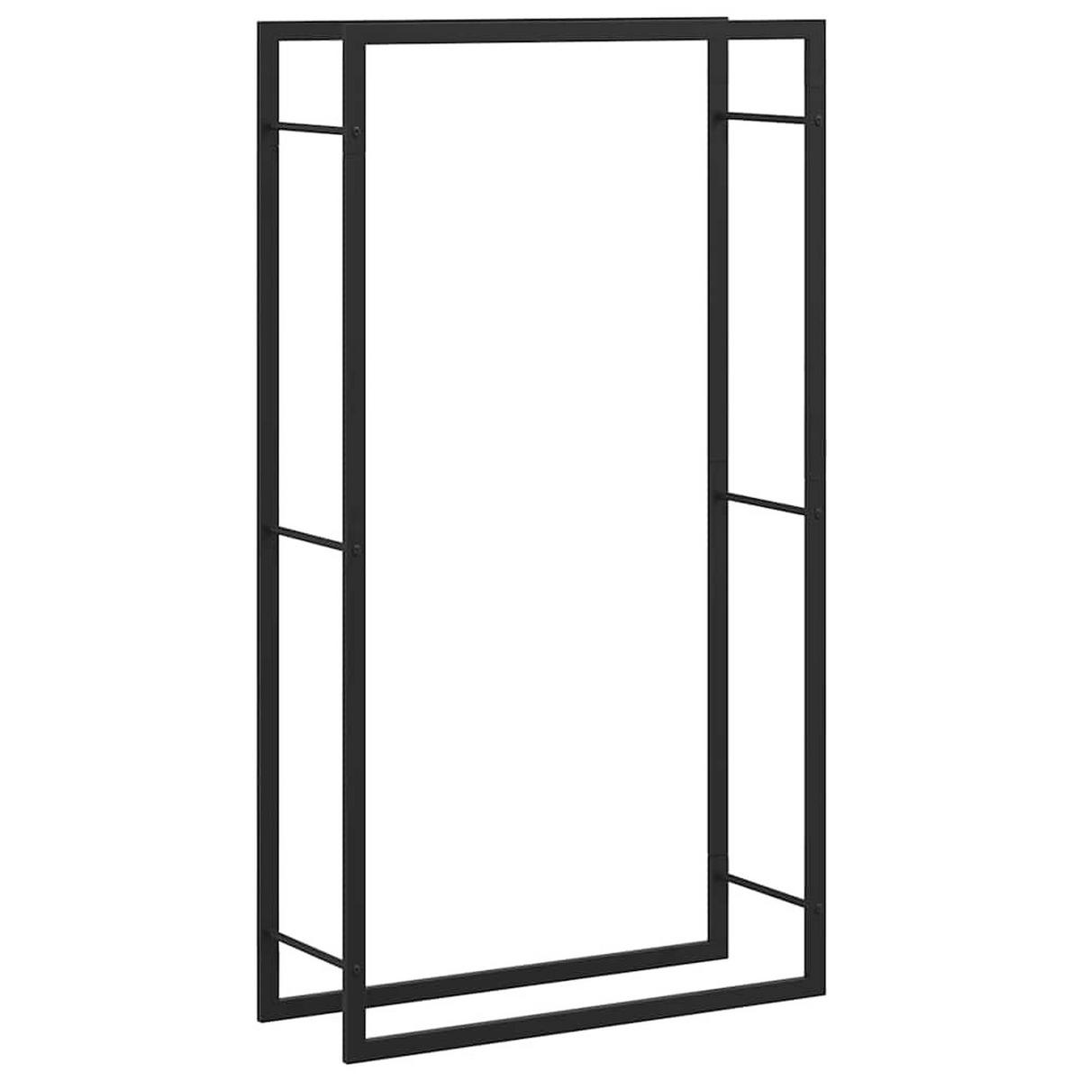 BRENNHOLZREGAL Mattschwarz 80/28/154 Cm Stahl - Schwarz, Metall (28/154/80cm) - vidaXL