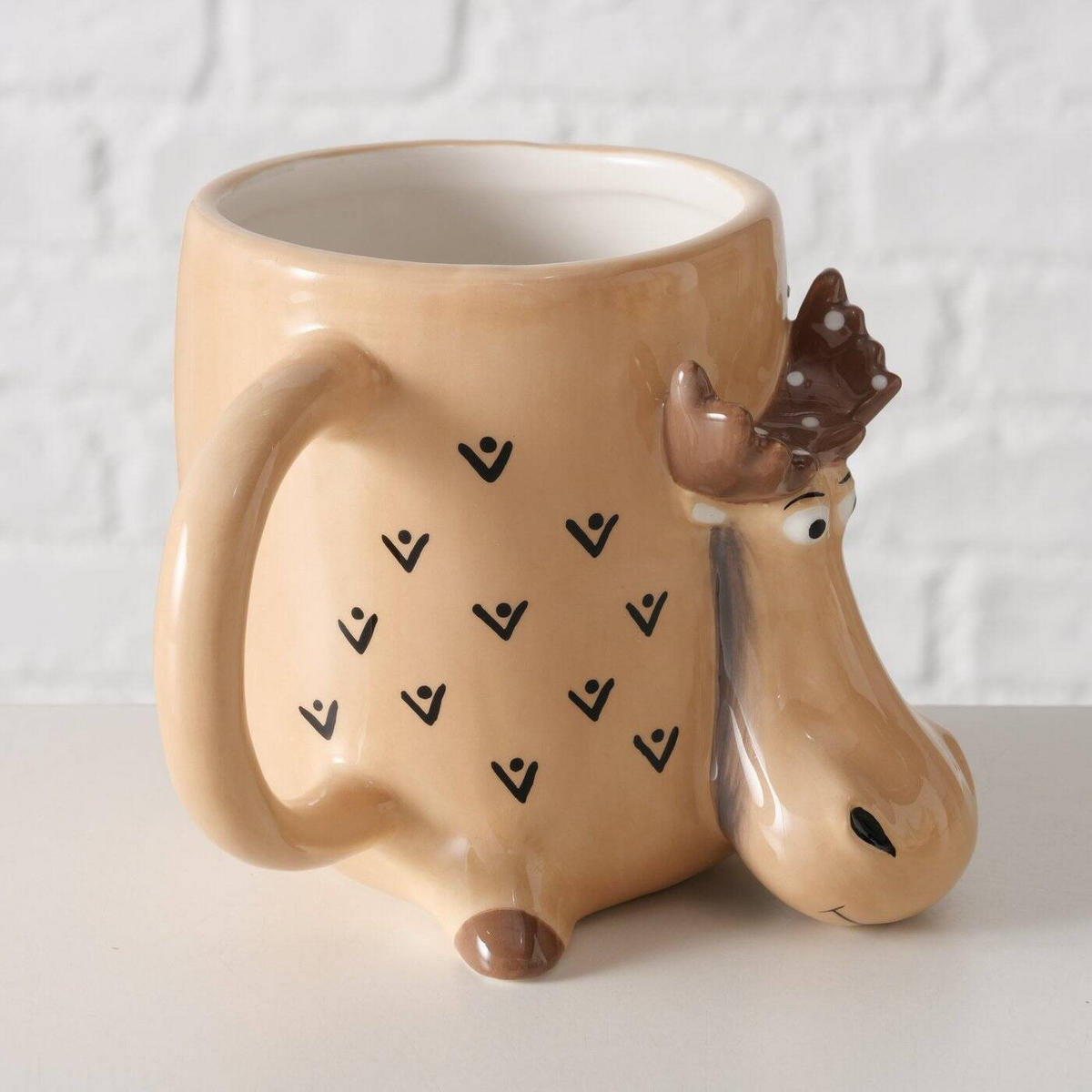 BECHER Elch Moosy 440 ml - Beige, Stein (440L) - Boltze Home