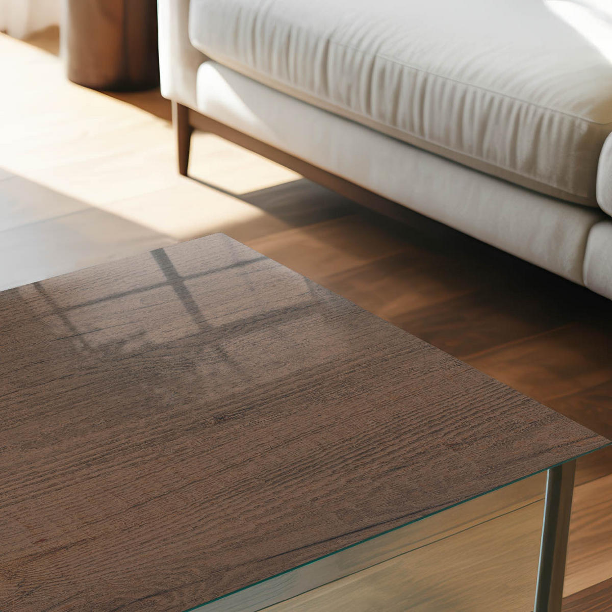 TISCHPLATTE 50x50 cm – Holzringe - Rot, Glas (50/50/0.4cm) - Wallfluent