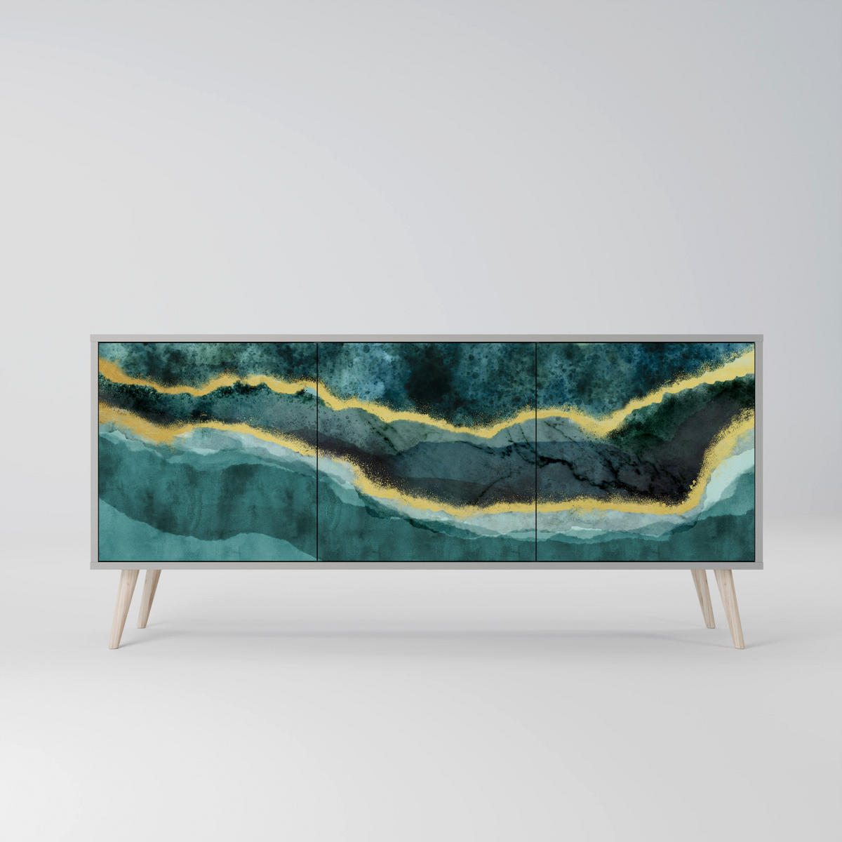 SIDEBOARD GOLDRUSH ODYSSEY, Eicheneffekt, 164,5x42x77,5 cm, 3 Türen - Eichefarben/Buchefarben, Holzwerkstoff/Buchenholz (164.5/77.5/42cm) - SpaceRebels
