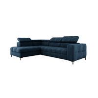 ECKSOFA PABLOS Vogue, L-förmig, Moderne, mit verstellbarem Kopfteil, Schlaf- & Lagermöglichkeiten, freistehend, LINKS 201x279x97 cm Blue - Blau, Holz/Textil (201/279cm) - DomoHome