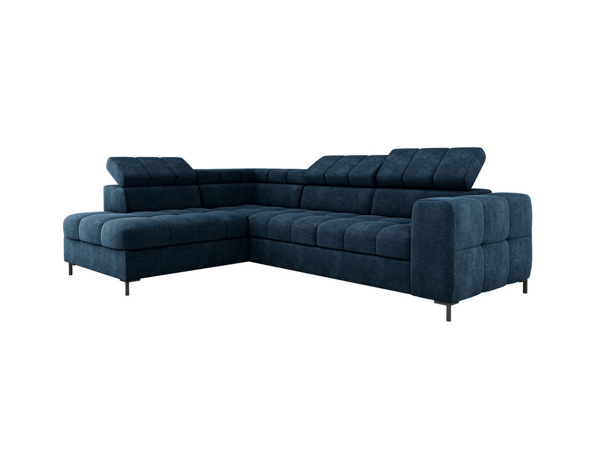 ECKSOFA PABLOS Vogue, L-förmig, Moderne, mit verstellbarem Kopfteil, Schlaf- & Lagermöglichkeiten, freistehend, LINKS 201x279x97 cm Blue - Blau, Holz/Textil (201/279cm) - DomoHome
