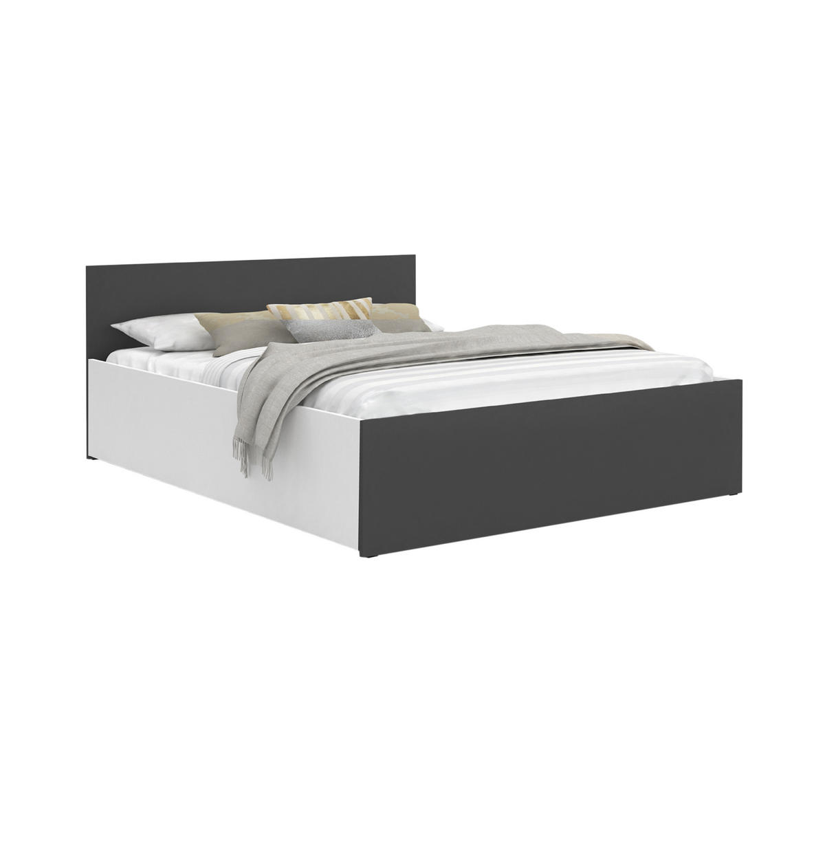 DOPPELBETT Sydney LUX 160x200 cm, Grau/weiß - Weiß/Grau, Textil (160/200cm) - Fedve