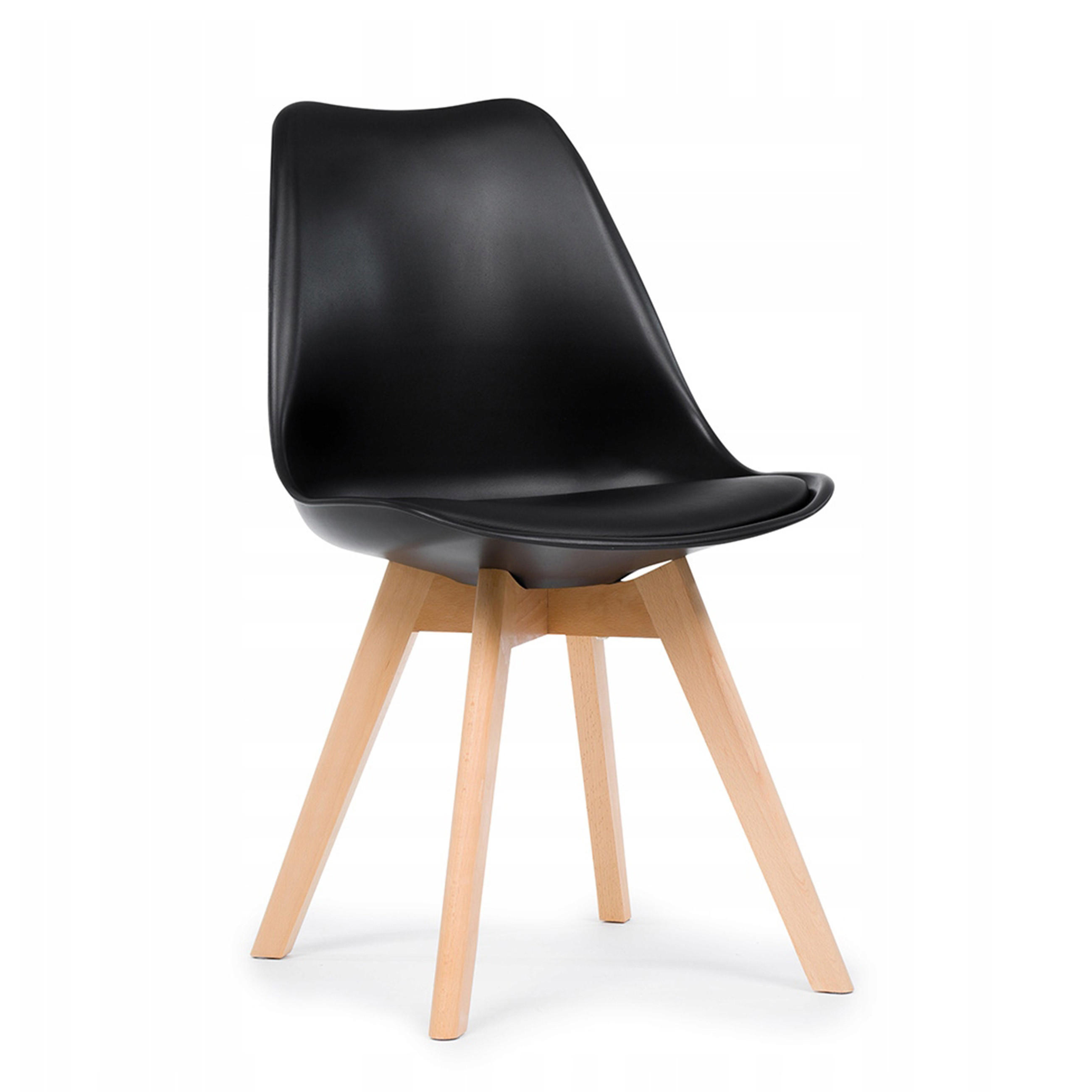 STUHL skandinavisch Dublin schwarz mit Kissen - Schwarz/Naturfarben, Holz/Kunststoff (49/83/54cm) - NEW HOME