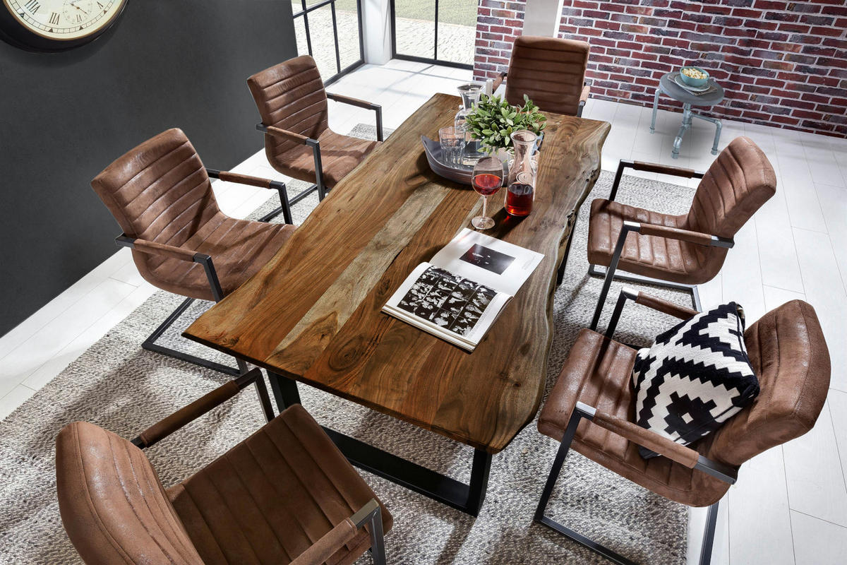 ESSTISCH MAX - Nussbaumfarben/Schwarz, Holz/Metall (85/160/77cm) - SAM