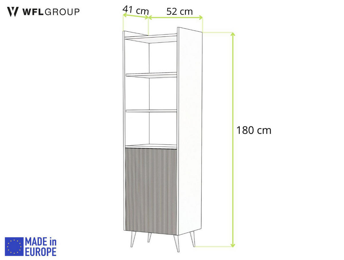 REGAL Arysa in Braun Walnuss Holzoptik 52/182/41 cm - Walnussfarben/Schwarz, Holzwerkstoff/Metall (52/180/41cm) - WFL GROUP