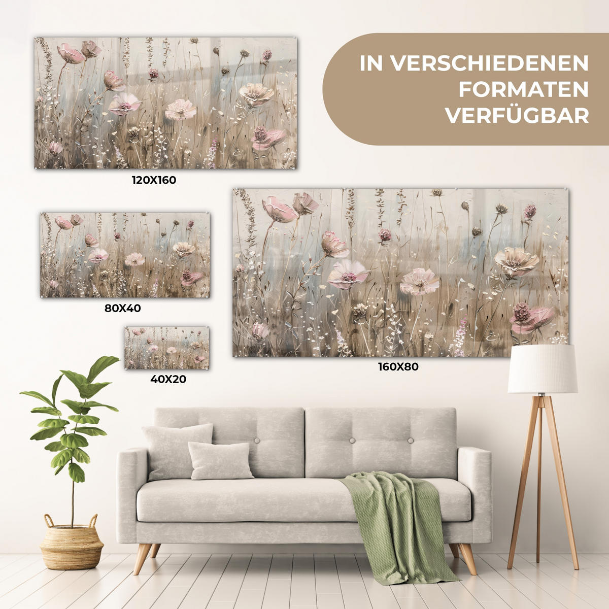 OBRAZ NA AKRYLOVOM SKLE Kvety - Ružová - Moderné - Béžová 120x60 cm - béžová, sklo (120/60cm) - MuchoWow