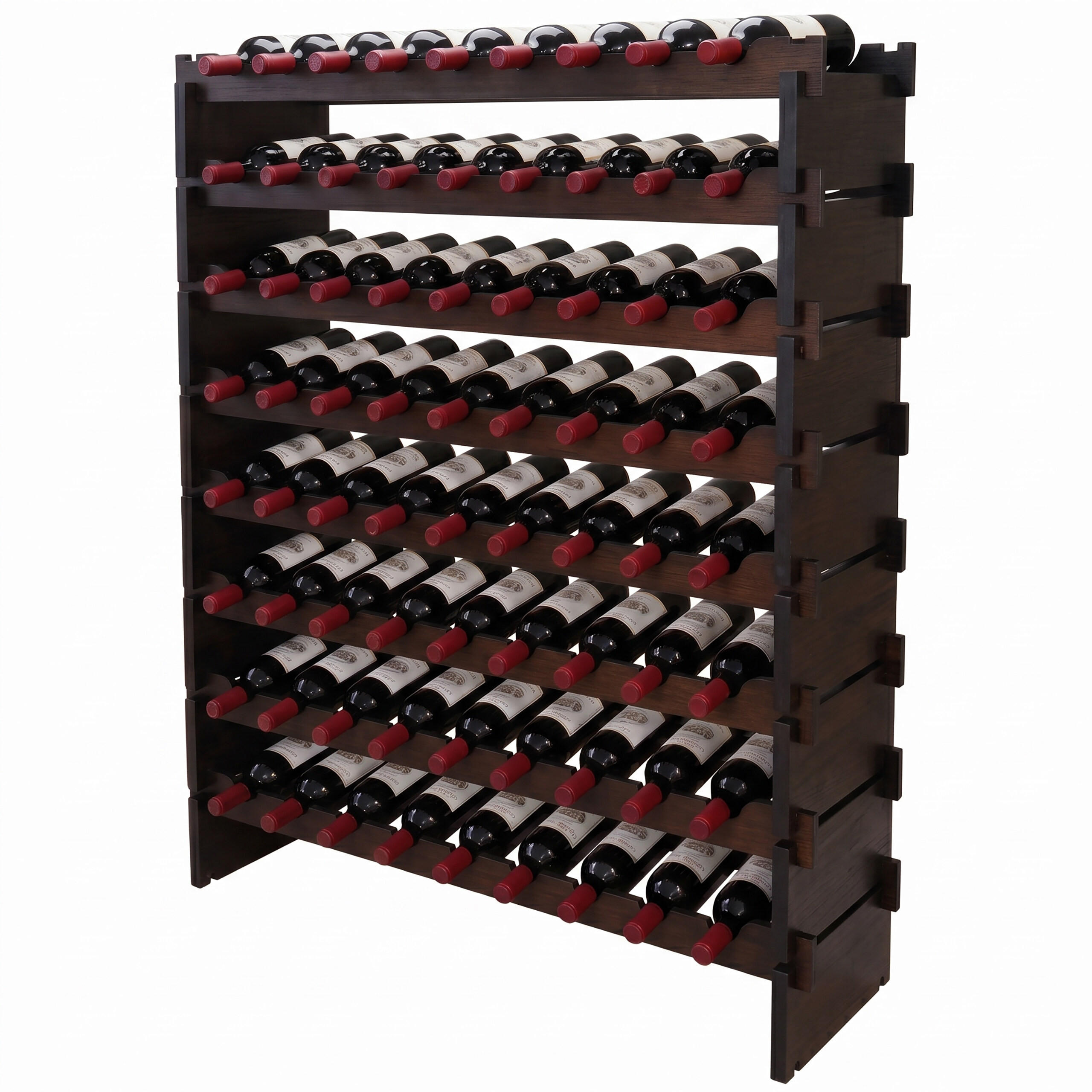 RAFT PENTRU VIN Maro inchis bambus stivuibil 72 sticle