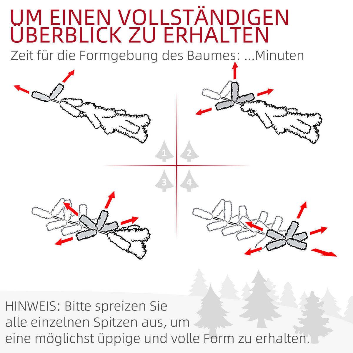 KÜNSTLICHER Weihnachtsbaum, 195 cm Christbaum mit 556 Spitzen für Weihnachten - Grün, Kunststoff/Metall (195cm) - HOMCOM