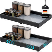 TELESKOPSCHUBLADEN (2er Set), ausziehbar, Metall, schwarz - Schwarz, Metall (67/6/42cm) - bremermann