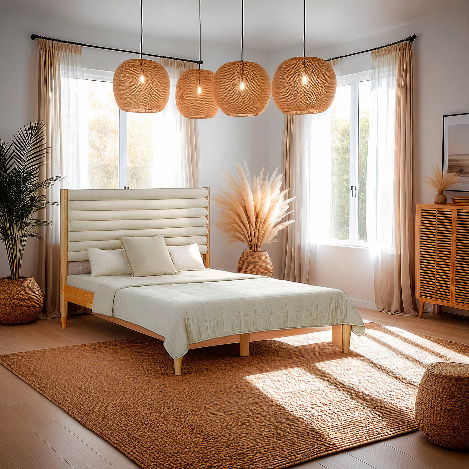 POLSTERBETT mit Matratze 140/200 cm in Beige - Naturfarben, Holz (140/200cm) - Homestyle4u