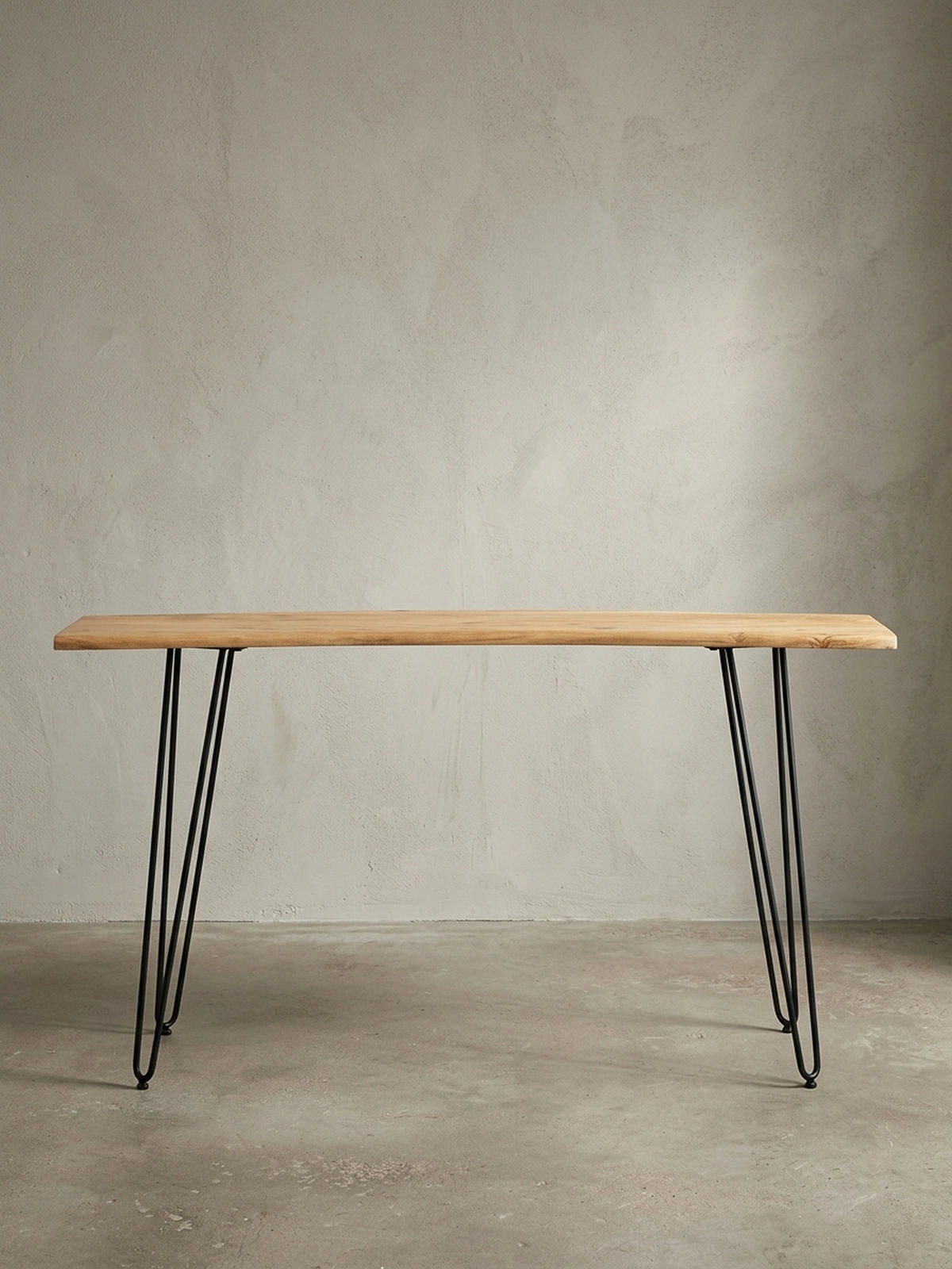 SCHREIBTISCH – Massivholz/Metall, 150x36x75 cm, Baumkante, Haarnadelbeine - Schwarz/Akaziefarben, Holz/Metall (36/150/75cm) - KADIMA DESIGN