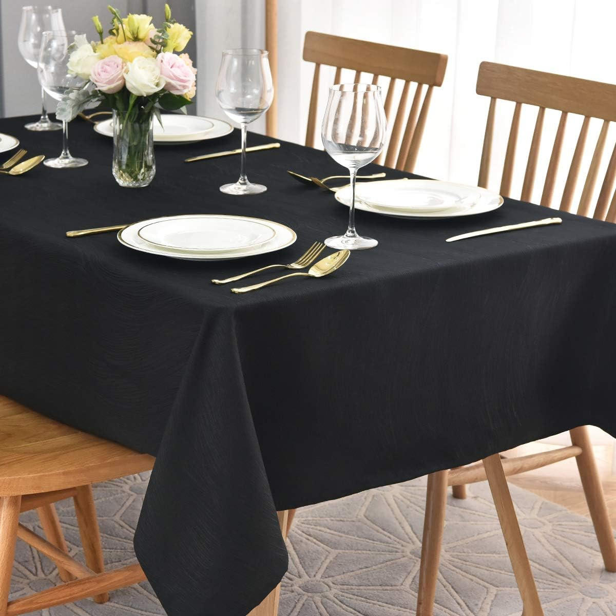 TISCHDECKE – 140 x 220 cm- Schwarz - Schwarz, Textil (140/220cm)