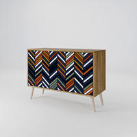 SIDEBOARD VIBRANT PATCHWORK, Eicheneffekt, 111x42x77,5 cm, 2 Türen - Eichefarben/Buchefarben, Holzwerkstoff/Buchenholz (111/77.5/42cm) - SpaceRebels