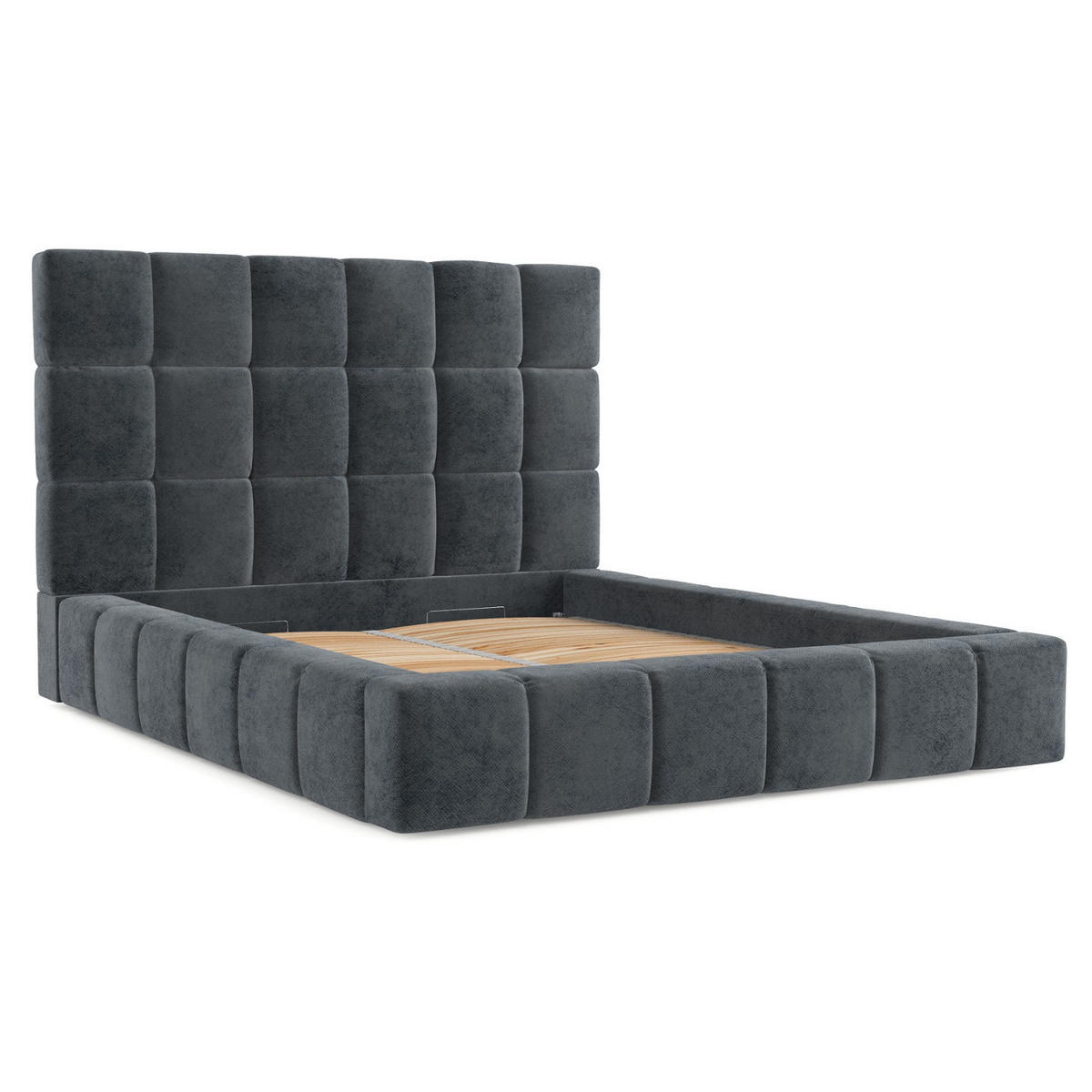 POLSTERBETT Skiathos mit Stauraum 200/200 cm Anthrazit im Terra NW Stoff - Anthrazit/Schwarz, Holz/Holzwerkstoff (200/200cm) - AltaBeds