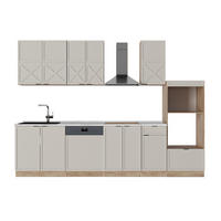 KÜCHENZEILE Fame-Line GrauBeige/Goldkraft Eiche 300 cm mit Hochschrank ohne AP - Honigeiche/Grau, Holzwerkstoff (300/81.6/46cm) - Vicco