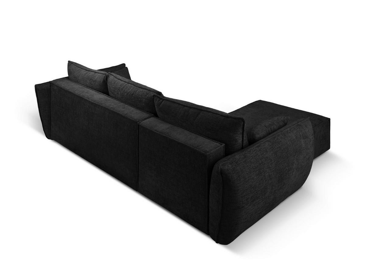AUSKLAPPBARES-ECKSOFA links mit Container Kaelle aus Chenille-Stoff schwarz 4 Sitzplätze - Schwarz, Textil (165/252cm) - Micadoni