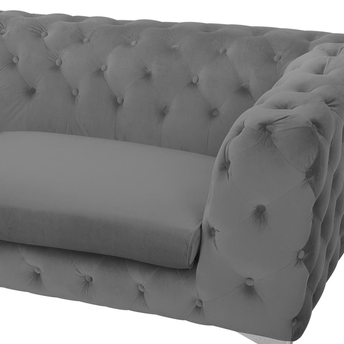 3-SITZER-SOFA Samtstoff Grau Sotra - Grau, Textil (224/70/85cm) - Beliani