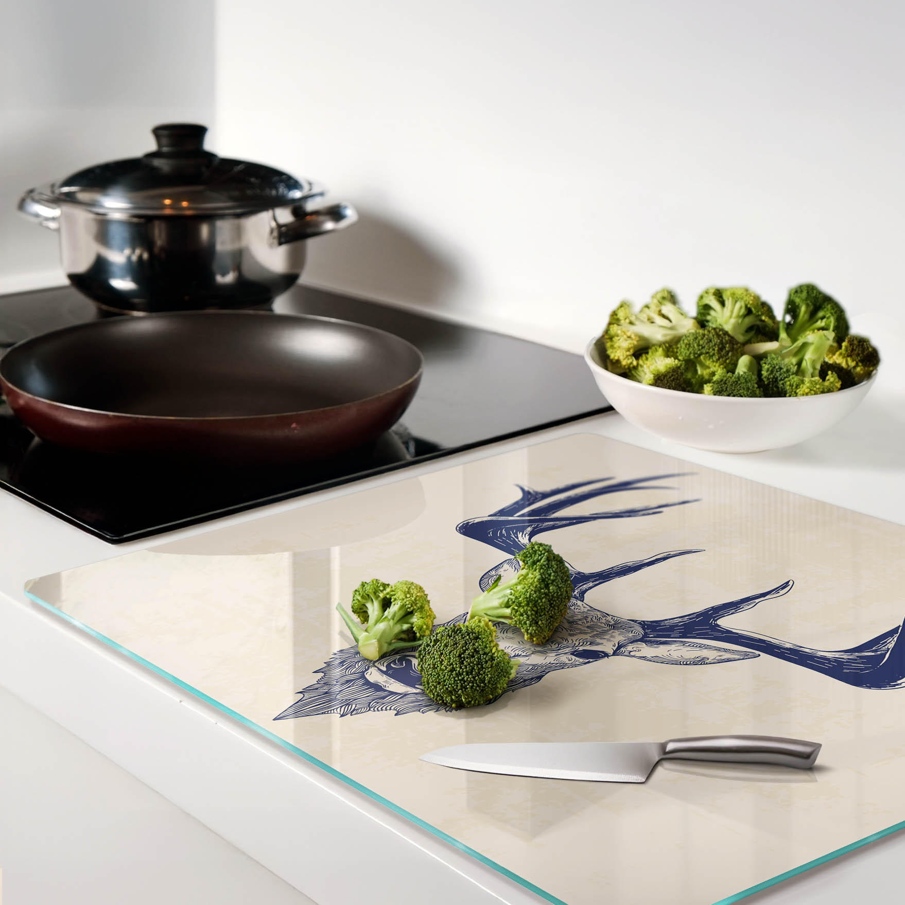 Thumbnail - Tulup Glasplatte, Rot, Orange, Glas, 60x0.4x52 cm, Küchen, Küchenelektrogeräte, Herde, Herdabdeckplatten