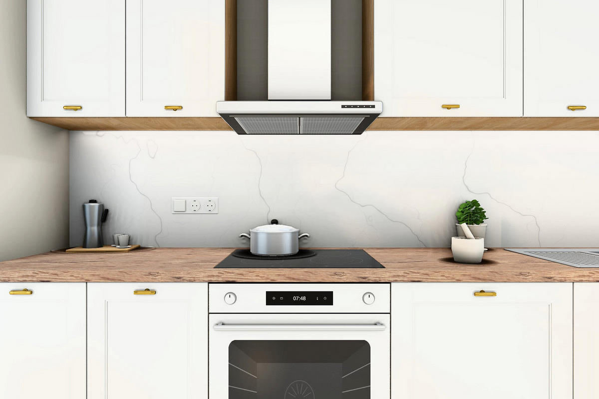 KÜCHENZEILE Sorento Weiß & Sonoma Eiche – 280 cm – KÜ-SORENTO5-001 - Weiß, Holzwerkstoff (280/247/52cm) - ROYAL24_MARKT