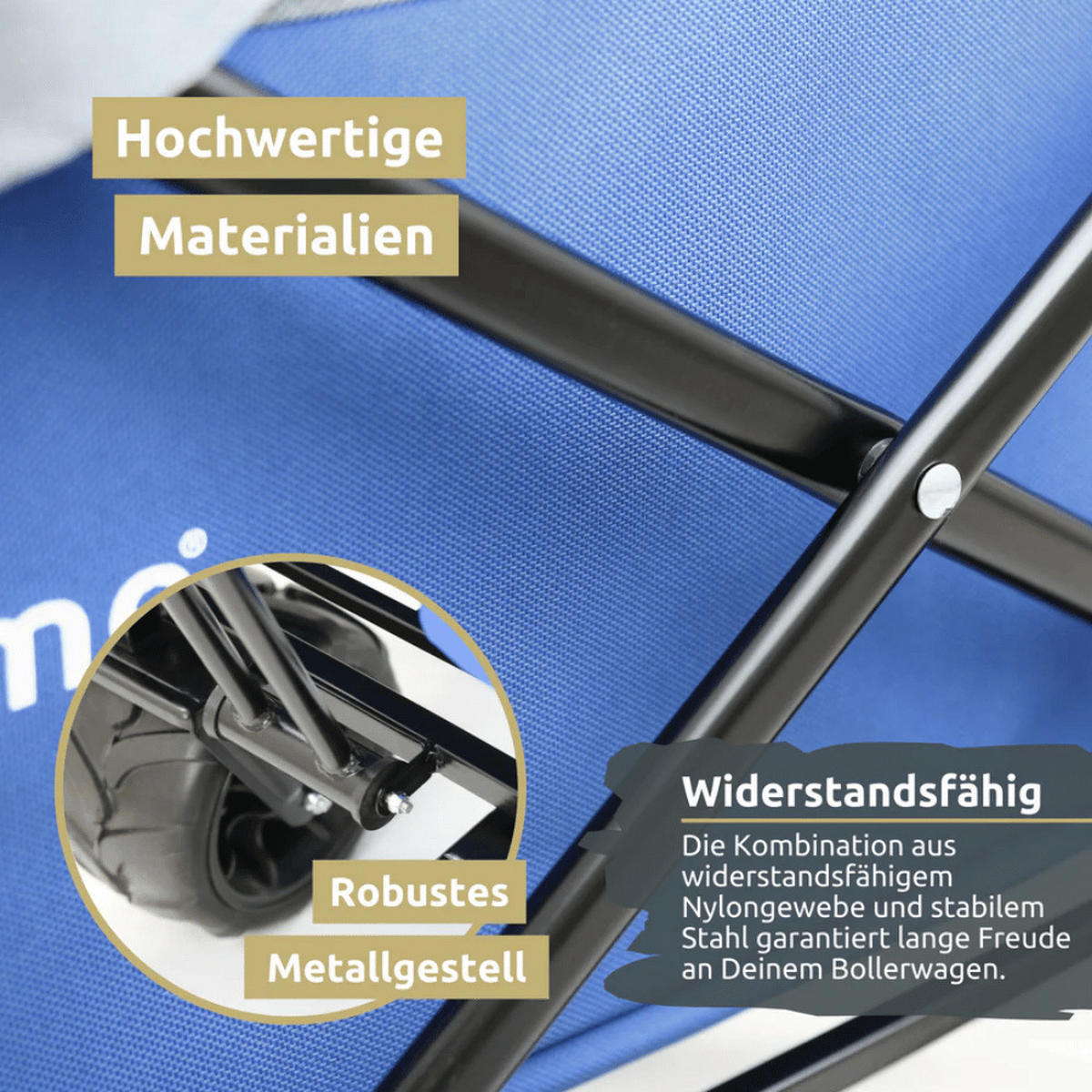 BOLLERWAGEN faltbar CALLI Extra Breite Reifen Blau - Blau, Metall (100/100/60cm) - DELUKE