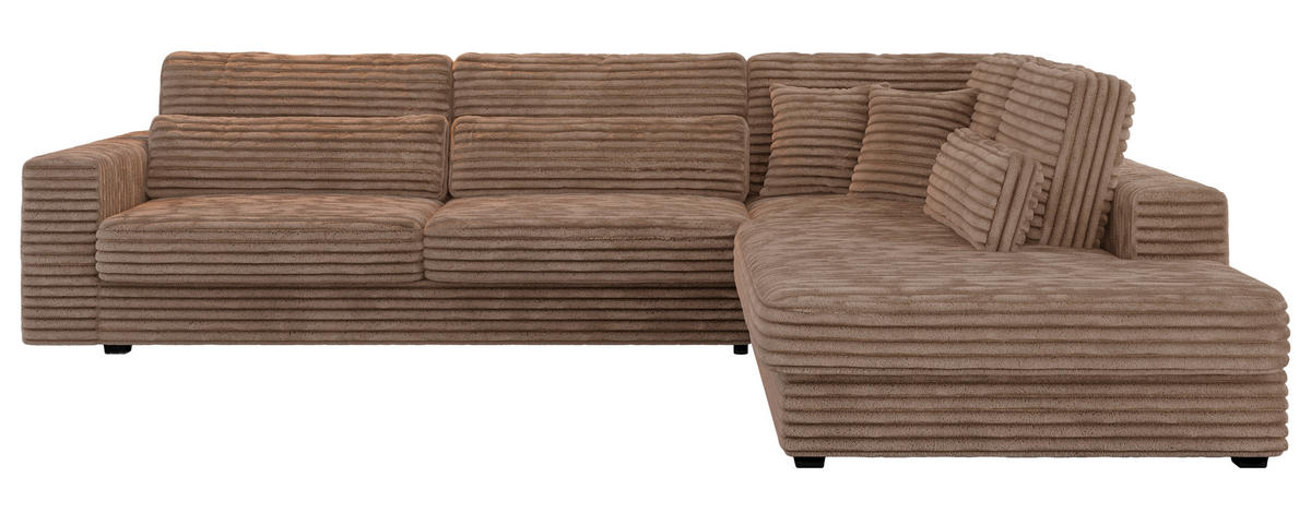 ECKSOFA Savona Braun breiter Cord - rechts - Schwarz/Braun, Kunststoff/Textil (249/316cm) - MKS