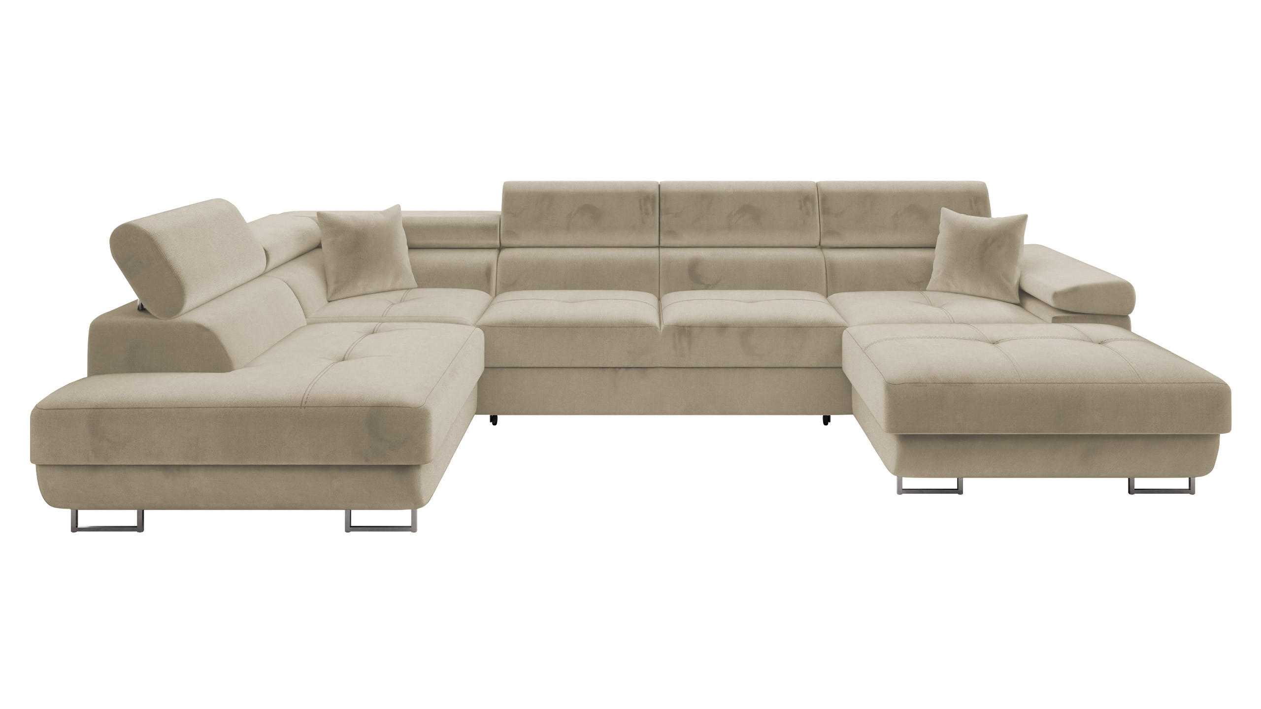 WOHNLANDSCHAFT Torezio Bis, Seite: Links - Creme, Holz/Textil (346/90/203cm) - MIRJAN24