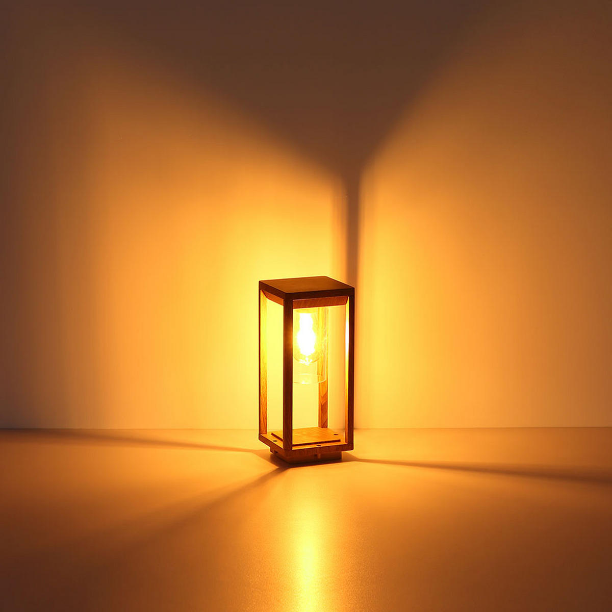 WEGELEUCHTE CANDELA Braun Holzoptik - Braun, Glas (15/15/35cm) - Globo Lighting