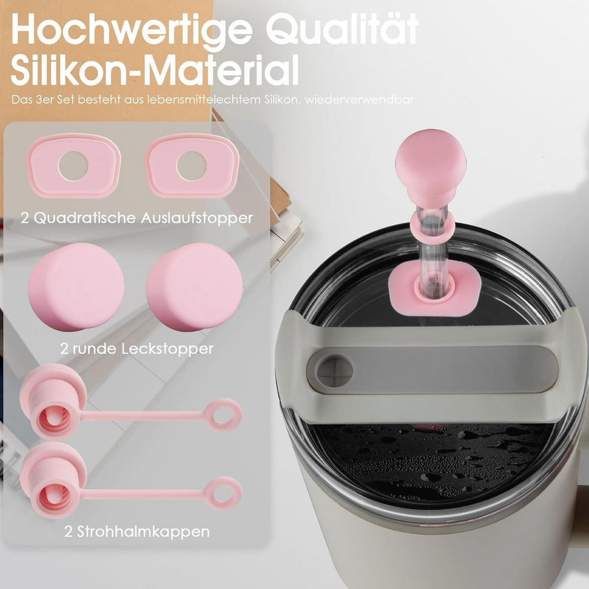 BECHERZUBEHÖR 6-teiliges Set Rosa - Rosa, Kunststoff (2/6.5/2cm)