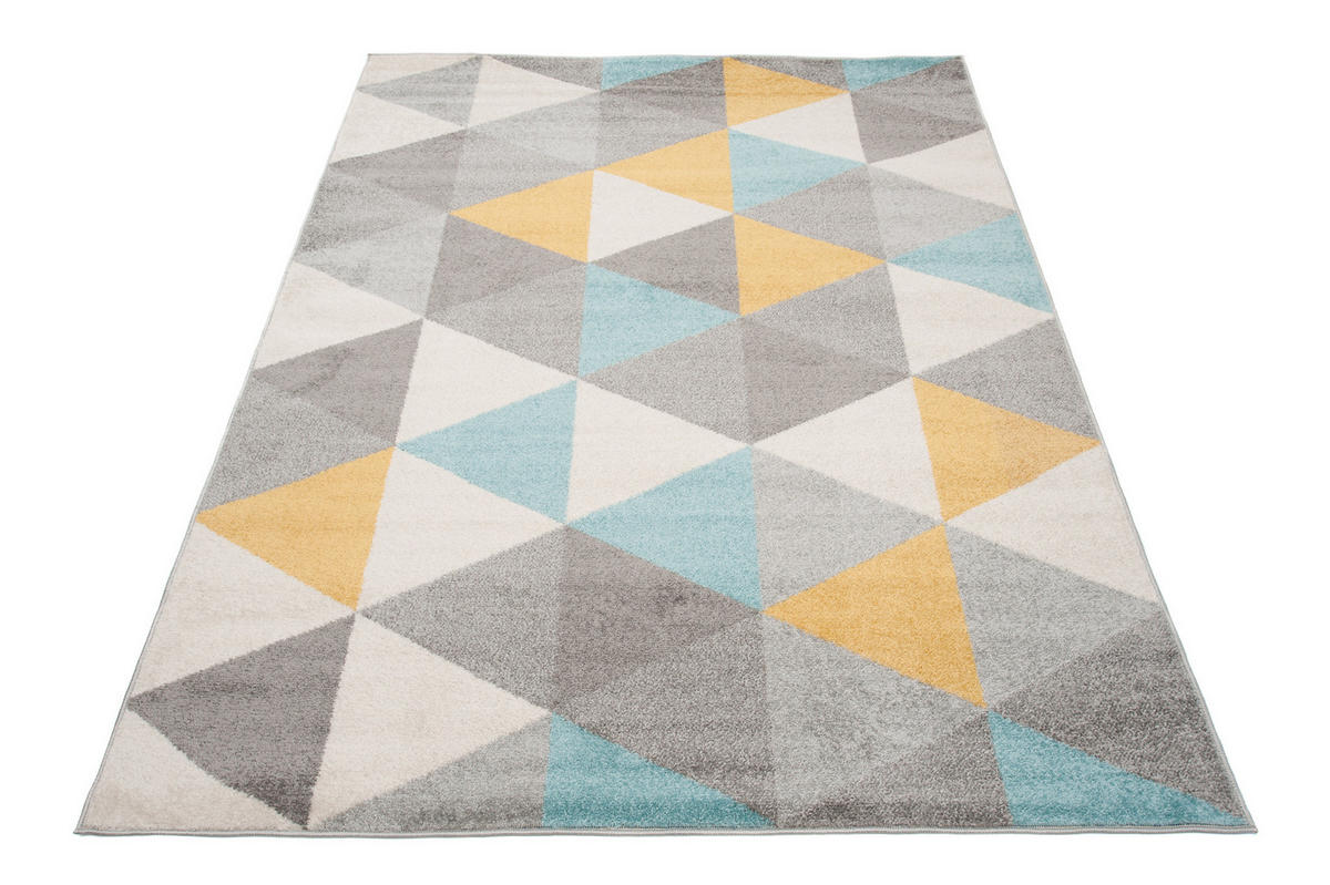 TEPPICH LAZUR Grau Blau 160/220 cm - Hellgelb/Multicolor, Kunststoff (160/220cm) - Tapiso
