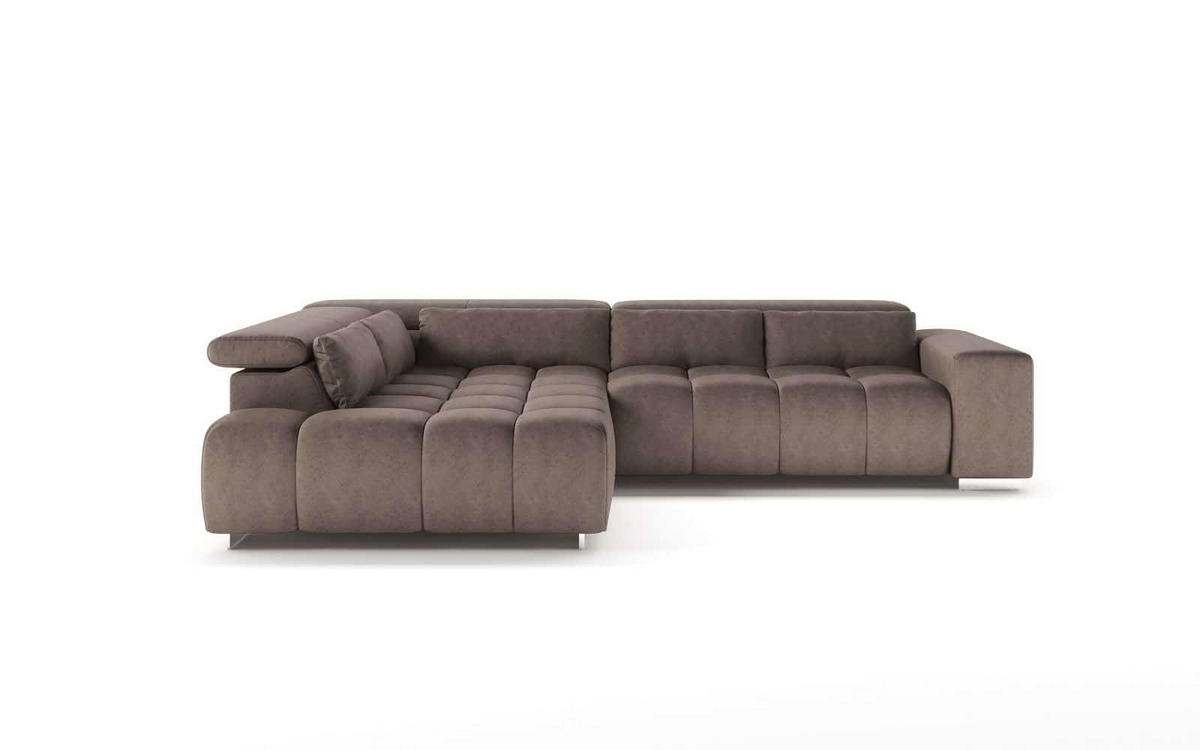 ECKSOFA mit verstellbaren Kopflehnen - Sandfarben/Chromfarben, Textil/Metall (310/225cm) - Cotta