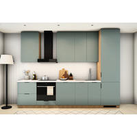 KÜCHENZEILE Sorento Grün & Sonoma Eiche – 320 cm – KÜ-SORENTO3-001 - Grün, Holzwerkstoff (320/247/58cm) - ROYAL24_MARKT