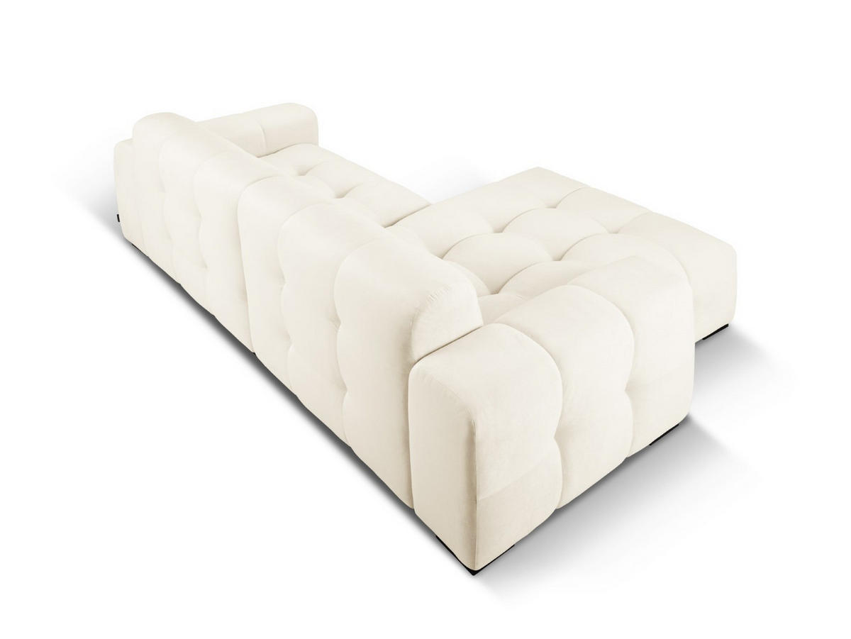 ECKSOFA links Kendal aus Samt leichtes beige 4 Sitzplätze - Creme, Textil (173/256cm) - Micadoni
