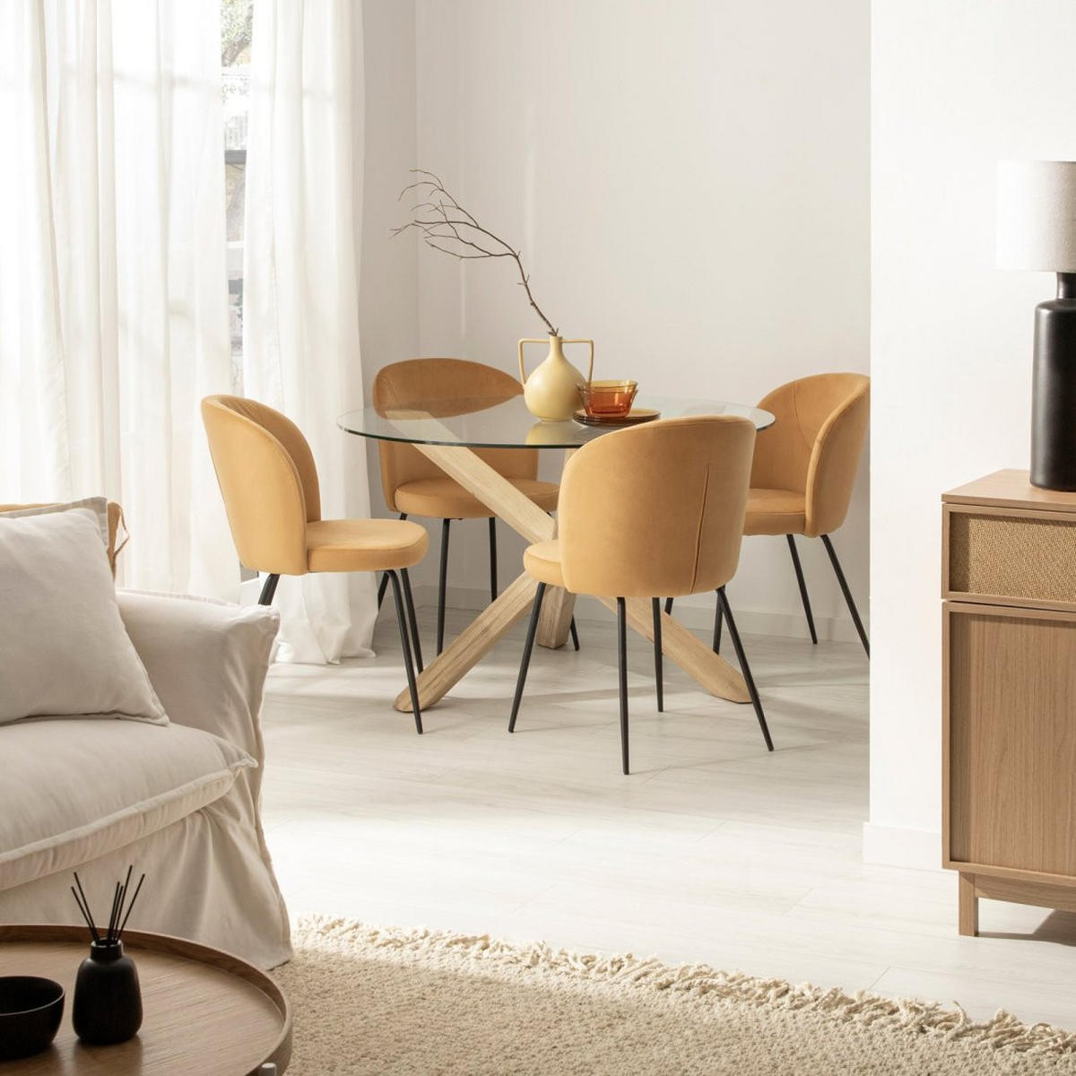 ESSZIMMERSTUHL Elina Senf / Gelb 53 cm x 81 cm - Dunkelgelb, Textil (53/81/51cm) - Klast Home