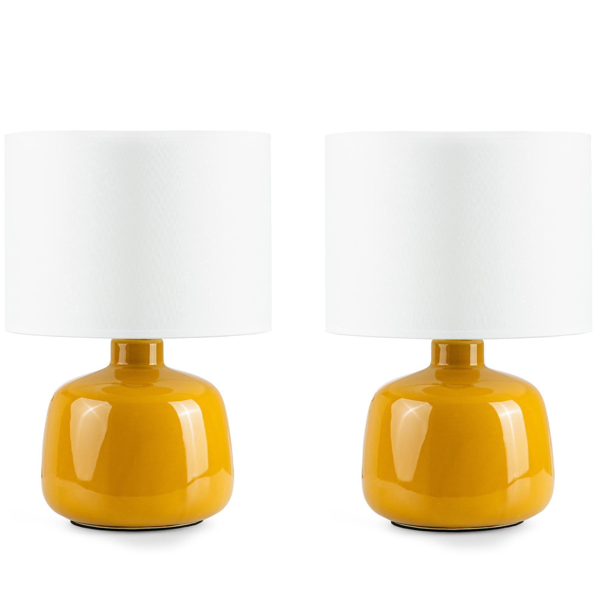 TISCHLAMPE STIVUS 2-er Set, Gelb - Gelb, Textil/Metall (22/22/32cm) - KONSIMO®