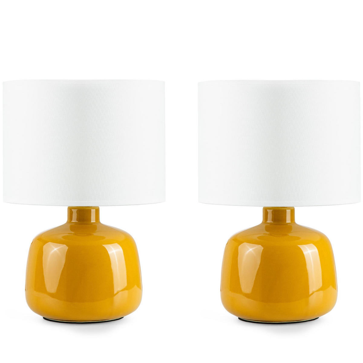 TISCHLAMPE STIVUS 2-er Set, Gelb - Gelb, Textil/Metall (22/22/32cm) - KONSIMO®