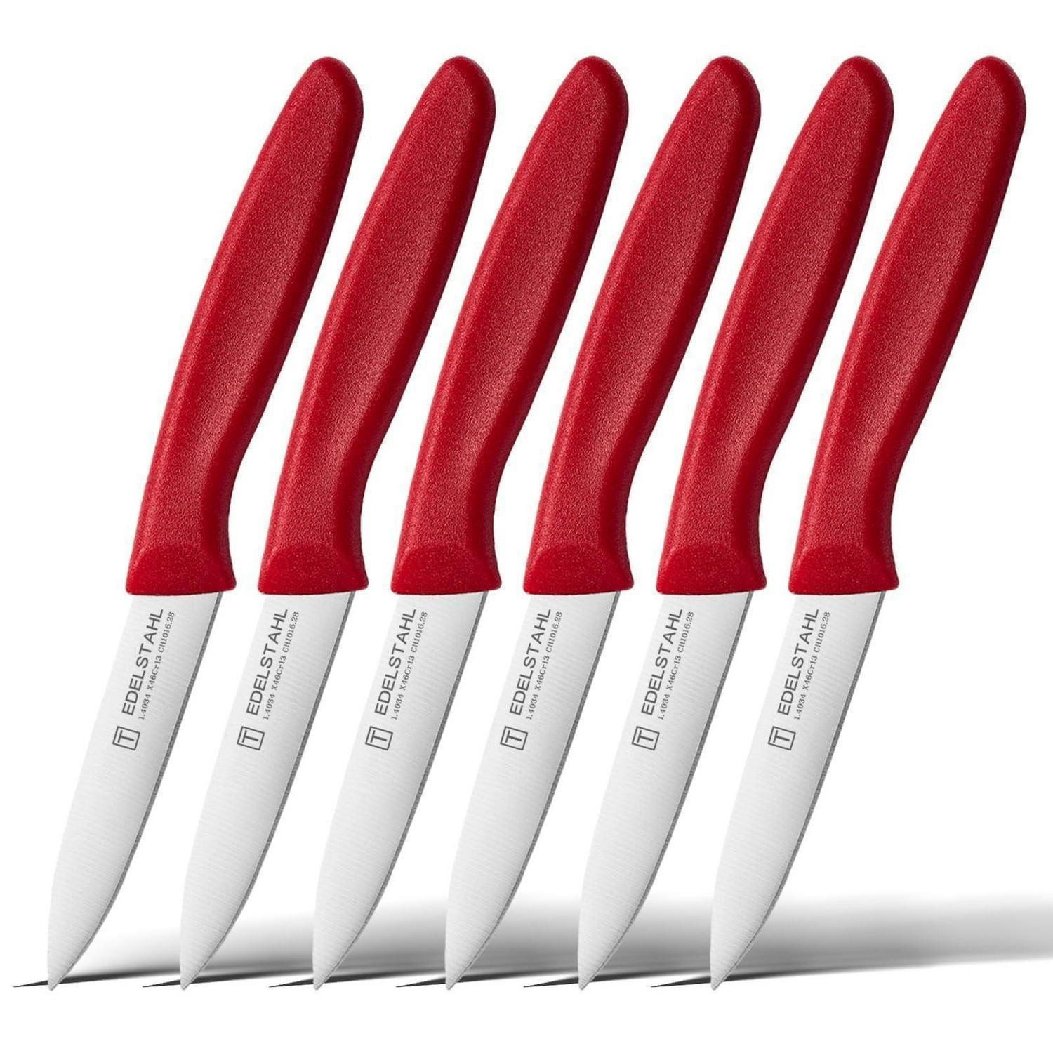 SCHÄLMESSER 6-teiliges Set PP-Griff Rot - Rot, Metall (19cm)