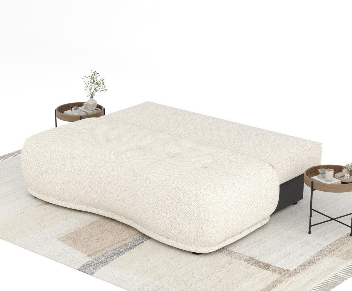 SCHLAFSOFA Cirrus Creme Plüschstoff - Creme/Schwarz, Holz/Holzwerkstoff (206/95/105cm) - Maison de Reve
