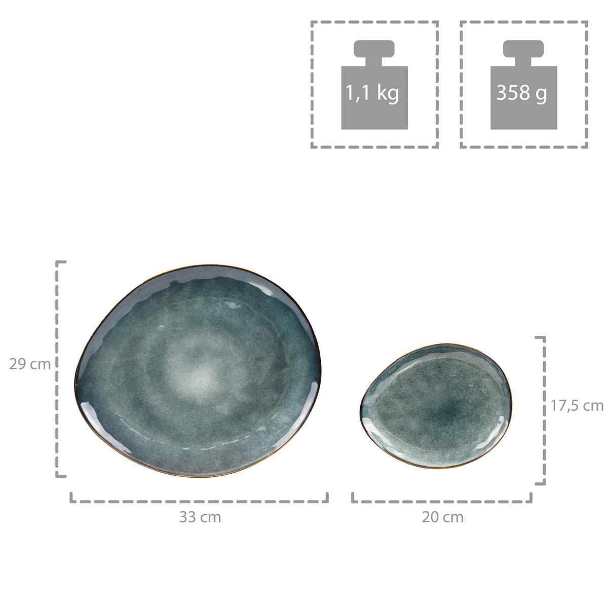 SERVIERPLATTEN SET DARWIN - 11 teilig aus Steingut - Blau, Keramik (16.5/32/38cm) - Sänger